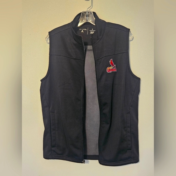 Men's St. Louis Cardinals Antigua Black Metallic Links Full-Zip Vest - Picture 8 of 13